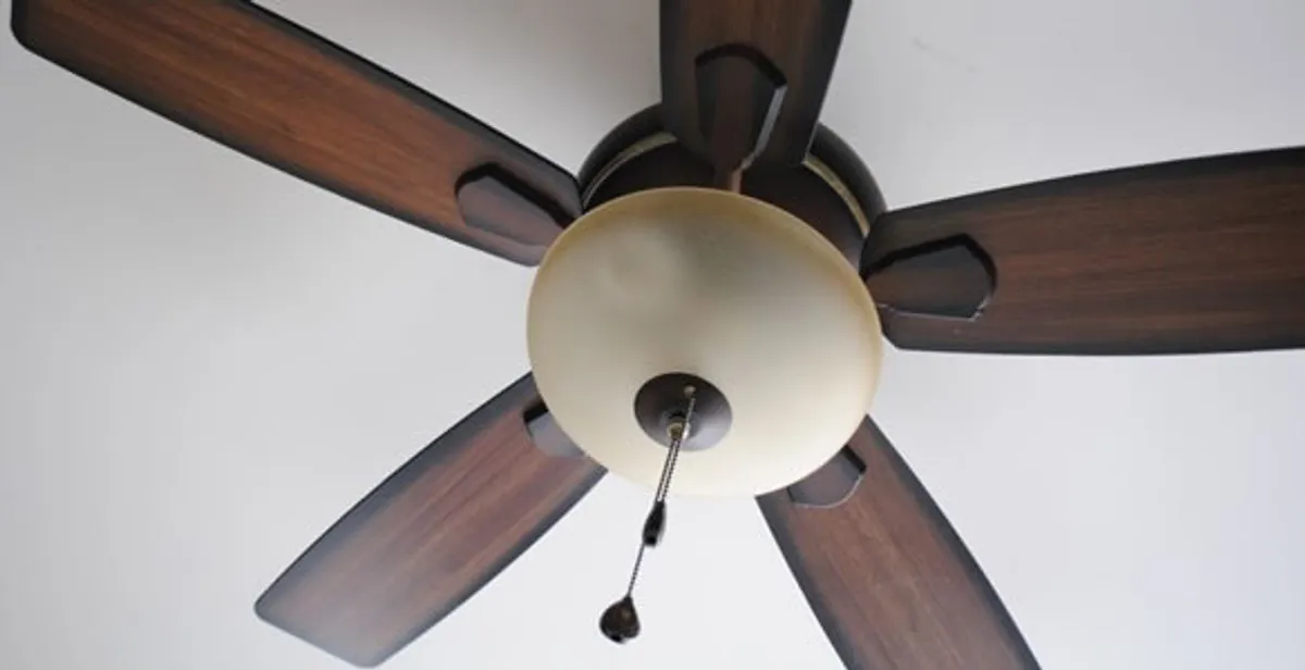 Fully installed ceiling fan with balanced blades and light fixture in Dayton, OH