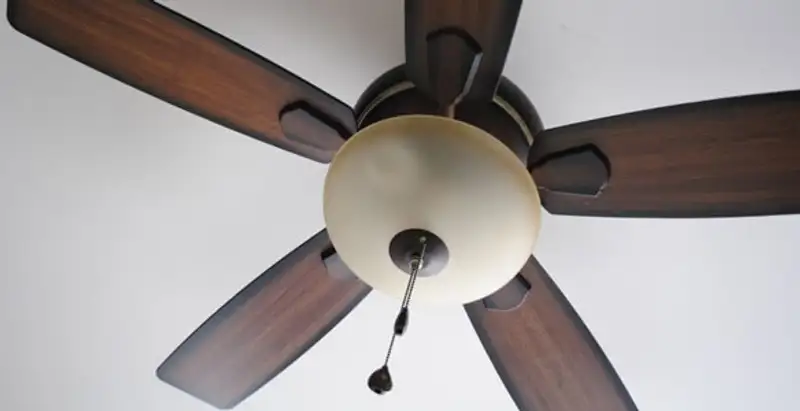 Fully installed ceiling fan with balanced blades and light fixture in Dayton, OH